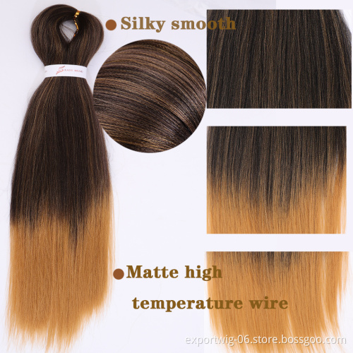 Easy Braiding Synthetic Ombre Crochet Braid Hair Extensions Soft Yaki Straight 3X Pre Stretched Braiding Hair